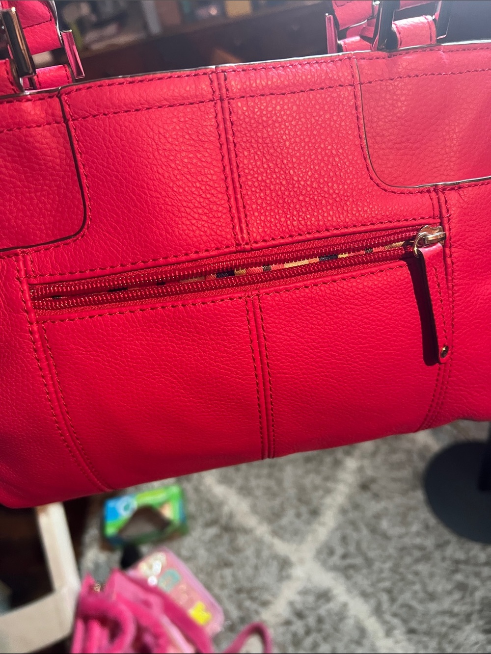 Tignanello Pink Leather Drawstring Tote - Picture 6 of 6